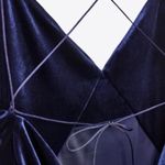 ZARA  Bloggers Fav Backless Navy Blue Velvet Lingerie-Style Open Leg Dress Size M Photo 8