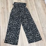 Boutique palazzo Black White Print Elastic Waist Pants tie Size Medium Photo 4