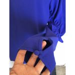 EXPRESS  Womens Blouse Sz Small Blue Long Sleeve Office Work Wear Business Retro Photo 7