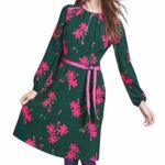 Boden Women US 6 Mara Bramble Belted Floral Hunter Green Pink Long Sleeve Dress Photo 0