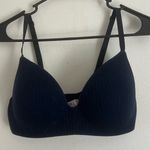 Victoria's Secret Victoria’s Secret Navy Blue Ribbed T- Shirt Lightly Lined Wireless Bra Size 36D Photo 0