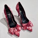 Ted Baker LONDON Ryama Heels Red Tapestry Glitch Bow Court Pointed Size 38.5 8 Photo 1