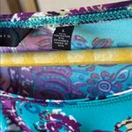 Investments  Teal and Purple Paisley Short Sleeve Top large Photo 2