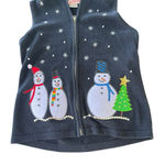 Festive Snowman Embroidered Vest Blue Size L Photo 0