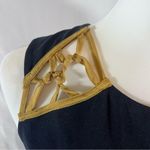 Esley Unique  navy and gold knotted lattice sheath dress size small Photo 4