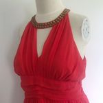 Halter Metallic Keyhole Open Back Dress Red Size M Photo 1