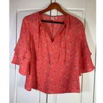 Gap  Cottage Peasant Shirt Womens XS V Neck Pullover Prairie Floral Ruffle Sleeve Photo 0