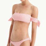 J.Crew  Striped Bikini Set Off Shoulder‎ Swimsuit Beach Cute Pink White Photo 0
