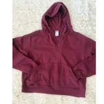Ribbed Half Zip Hoodie Maroon Burgundy Sweatshirt Athleisure Womens Large Red Photo 1