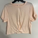 Fabletics 100% Cotton Twist Knot Cropped T-shirt Light Pink Size XL Photo 0
