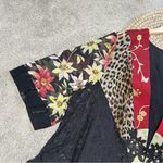 Spencer Alexis Vintage Silk Blend Kimono Top Floral Lace Embroidered Fairy 1X Black Photo 3