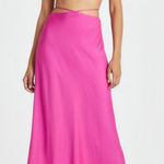 Farm Rio  Strap Detail Satin Finish Midi Skirt, Pink, Small Photo 0