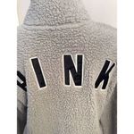 PINK Victoria's Secret Gray Sherpa 1/4 Zip Up Teddy Jacket Size Small S Photo 1