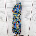 J. Crew Tropical Print Faux Wrap V Neck A Line Dress Blue Multi Size 8 Photo 1