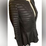 Bagatelle  Black Leather Striped Full Zip With Peplum Waist Jacket Women’s Sz. M Photo 2