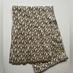Michael Kors Scarf MK Monogram Reversible Knit Logo Tan & White Photo 0