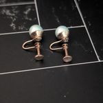 Vintage Screw On Earrings Pretty Light Blue/Aqua Photo 2