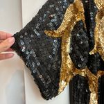 Vintage Jean For Joseph Le Bon 100% Silk Gold Black Sequined Blouse Size S Photo 2