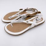 B.O.C Born Concept White Silver Faux Leather Braided Slingback Strappy Sandals 7 Photo 6