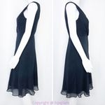 J.Crew  100%‎ silk asymmetric hem V neck navy blue midi dress, size 2 Photo 2