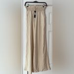 Krisa  Revolve Brand 100 Percent Linen Full Length Cream Pants Size XS NWT Photo 1