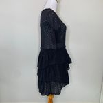 H&M Black Eyelet Ruffle Shift Dress Sz 2 Cotton Photo 3
