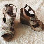 Lucky Brand Tan Multicolored Boho Aztec Wedge Sandals Size 7.5 Photo 0