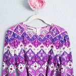 Vintage Goldworm Purple And White Geometric Longsleeve Merino Wool Dress Size 14 Photo 4