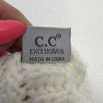 C.C. Exclusive Faux Fur Pom Pom Cream Cable Knit Beanie Ivory Stretch Cozy OS Photo 3