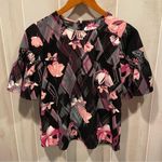 Alfani Cute ruffle woven sleeve floral cherry blossom blouse flowy boho Photo 0