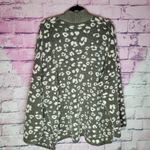 Gibson Latimer  GREEN GRAY LEOPARD PRINT EYELASH FUZZY KNIT HEAVY WEIGHT CARDIGAN Photo 1