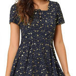 Allegra K  Woman Blue Dress XL Star Smocked Whimsigoth ACOTAR Celestial Fairy Photo 0