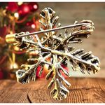 Christmas Snowflake Brooch Pin Star Red Green Crystal Accents Festive Wi… Photo 11