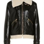 Jonathan Simkhai Black‎ Vegan Leather Sherpa Aviator Jacket XS Black Photo 0