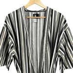 Andy Warhol Striped Cotton Kimono Robe Belted Black White Yellow Pockets Small Gray Photo 1