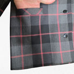 1990s Vintage Charcoal Gray Pink Plaid Boxy Power Suit Blazer Jacket Size 10P Photo 3