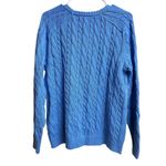 Lands' End  Women's Cotton Drifter Cable Crew Neck Sweater Medium Light Blue Photo 6
