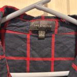 The Limited  Navy Red Plaid Button Down Shirt Women's Size L 100% Cotton Photo 4