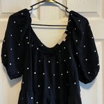 Loft Black Polka Dot Tiered Puff Sleeve Square Neck Mini Dress Womens Medium Photo 1