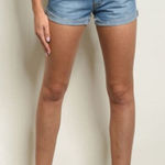 Cuffed Denim Shorts American Flag Blue Photo 0