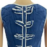 Claudie Pierlot (M) Blue White Sleeveless Tent Shift Mini Bow Dress Size M Photo 3