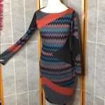 Cache Multicolor Knit Chevron Long Sleeve Night Out Dress Photo 1