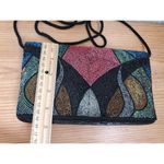 VTG ADG Fashion Imports Beaded Black Multicolor Evening Bag Purse 80s Re… Photo 8