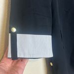 Ming Wang MING‎ WANG Navy Blue Snap Detail Zip-up Deco Crepe Dinner Jacket With Nautical Photo 1