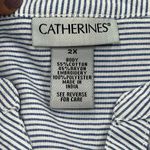 Catherines Catherine Pinstripe Floral Embroidered Tunic Blue Pinstripe Relaxed Cottage Photo 3