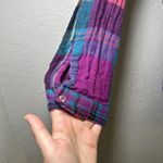 Natural Life  Plaid Tunic Shirt Women M Purple Blue Pockets boho lagenlook fall Photo 3