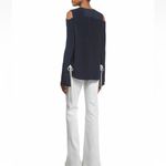 Derek Lam  Cold Shoulder Button Front Contrast Cuff Silk Blouse Navy Photo 1