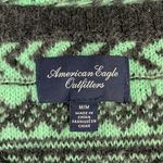 American Eagle AEO Wool Mohair Blend Stripe Geometric Mint Green Gray Sweater M Photo 3