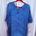 Oh My Gauze Women’s 2 Blue Tie Dye Minimalist Artsy High Low Top Tunic Lagenlook Size L Photo 0