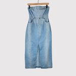 Free People NWT Dress Blue Picture Perfect Midi Denim Strapless Jean Size 2 Photo 1
